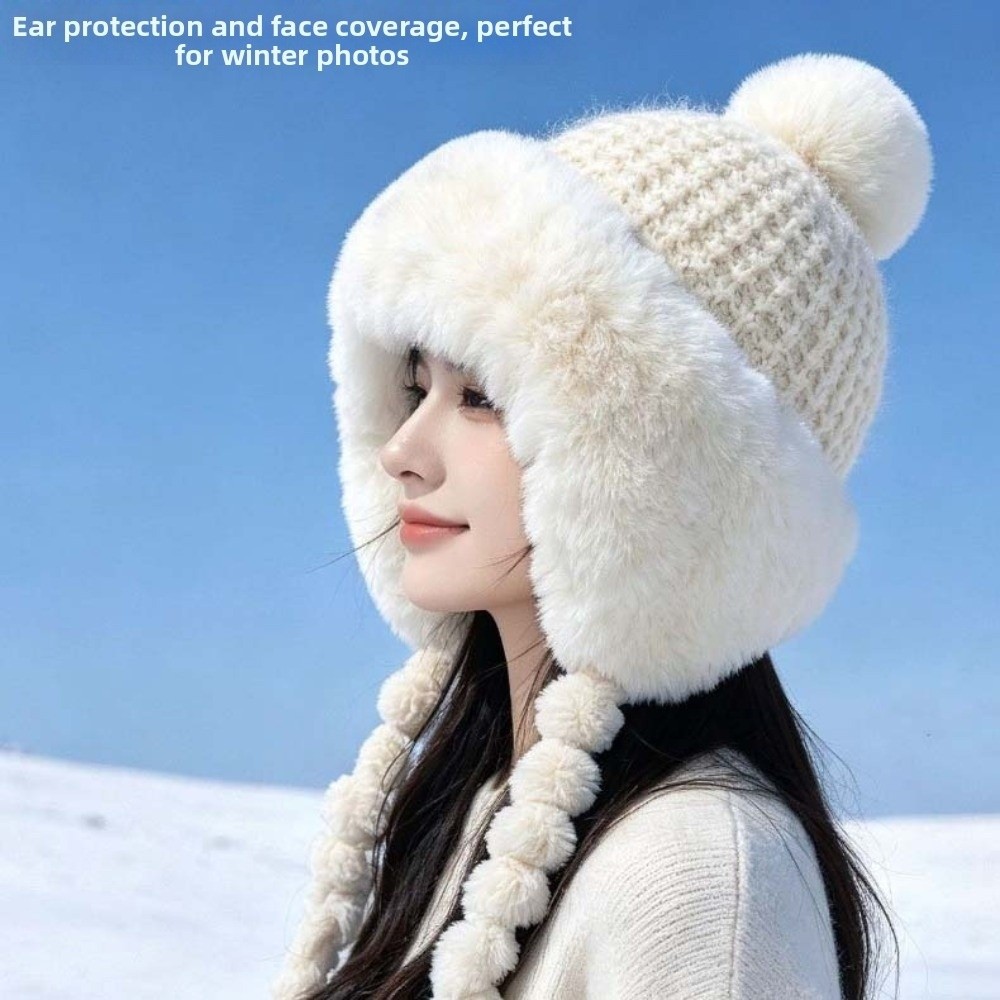 Fleece Lined Pompom Braids Hat - огляд і ціна Trapper Hat Ear Flap