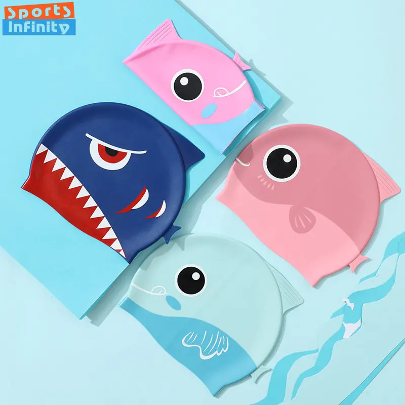 Cartoon Cute Fish Shark Silico - огляд і ціна Swim Hat Silicone